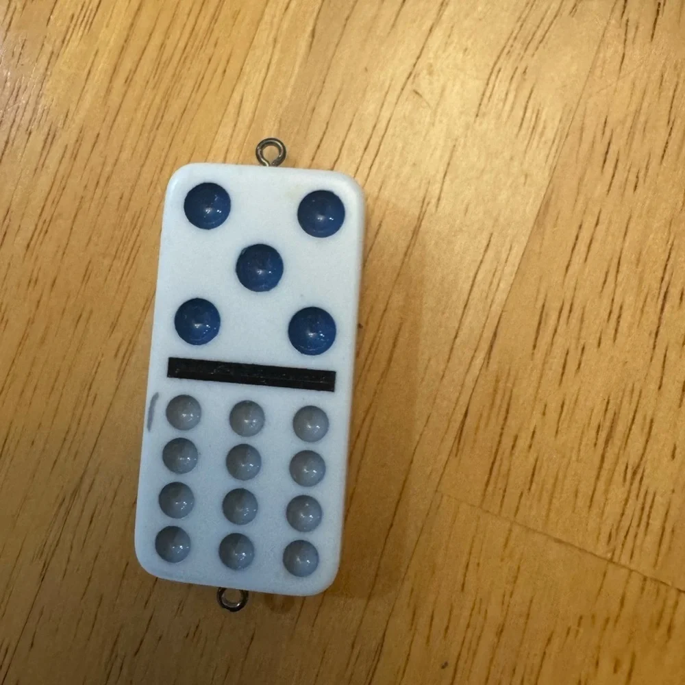 Handmade, Raven, domino Pendant with Blue and Brown Design